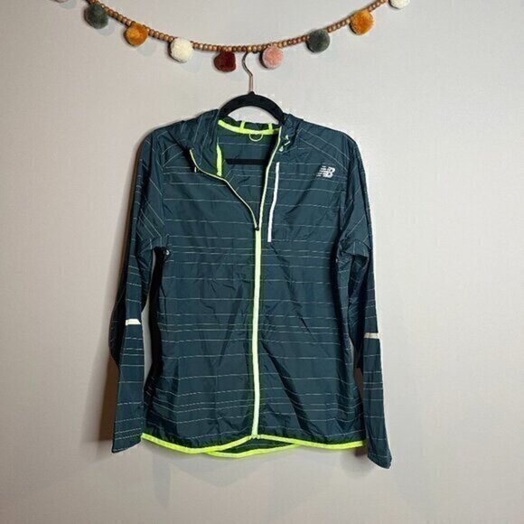 New Balance deep teal striped windbreaker jacket - Picture 1 of 3